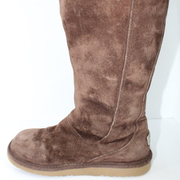 UGG Boots Big Kids Tall Brown Hayden Sheepskin Lining Rainbow Zipper ~5~ 5654 - Picture 9 of 15